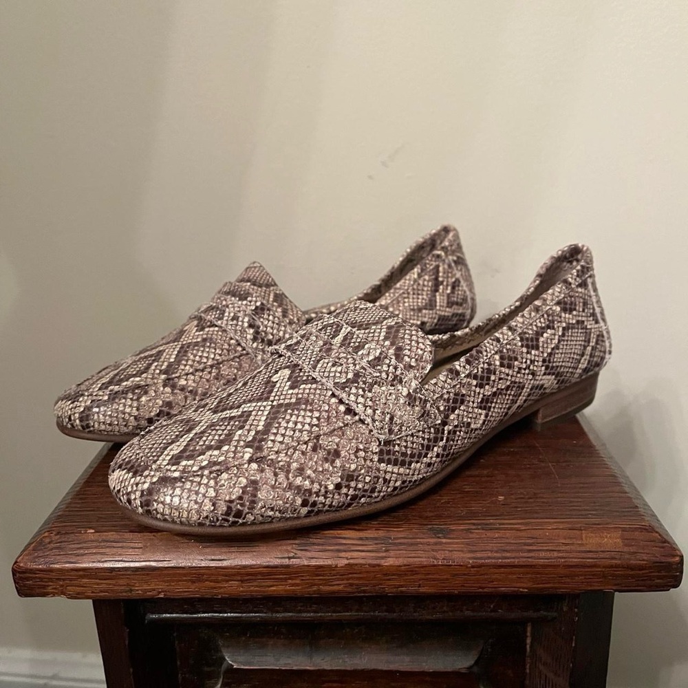 Vince Camuto Snake Print Leather Flat Penny Loafers
